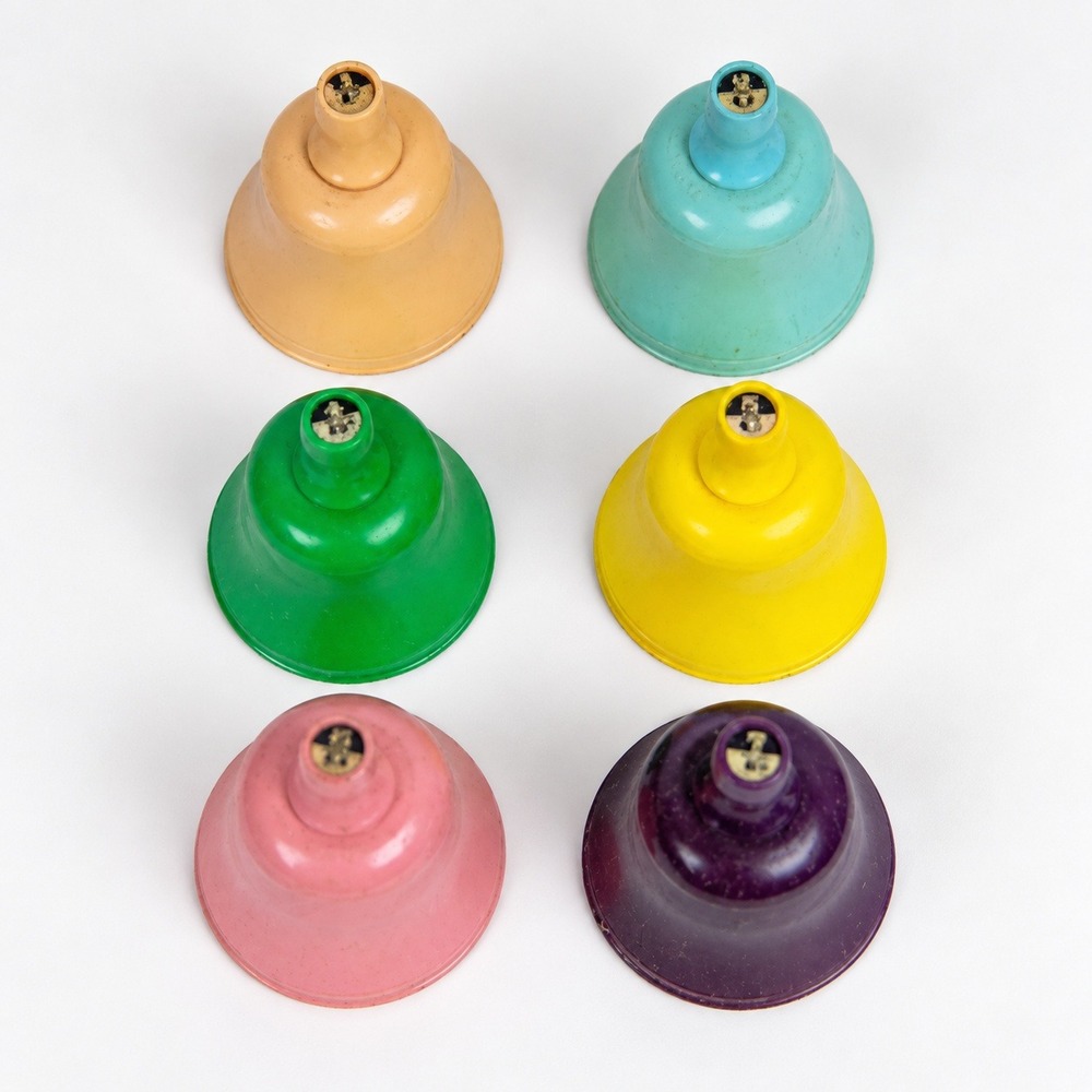 Vintage Musical Hand Bells Set of 6 Colorful Kids Educational Percussion Toys
